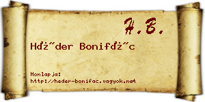 Héder Bonifác névjegykártya